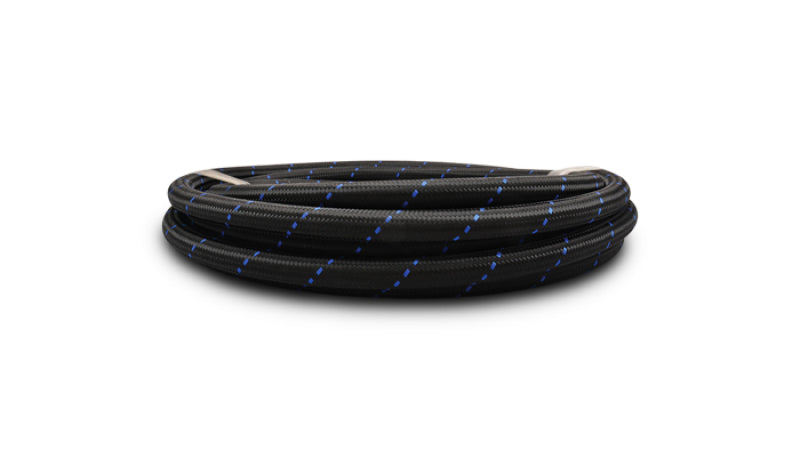 Vibrant -8 AN Two-Tone Black/Blue Nylon Braided Flex Hose (5 foot roll)