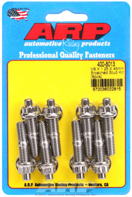 400-8013 | ARP M8 x 1.25 x 45mm Broached 8 Piece Stud Kit