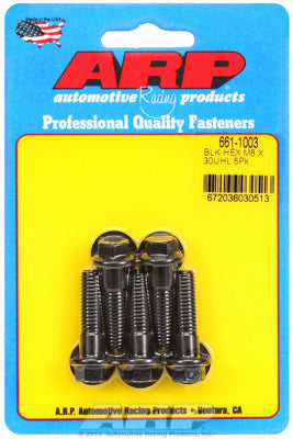 661-1003 | ARP M8 x 1.25 x 30 Black Oxide Hex Bolts (5/pkg)