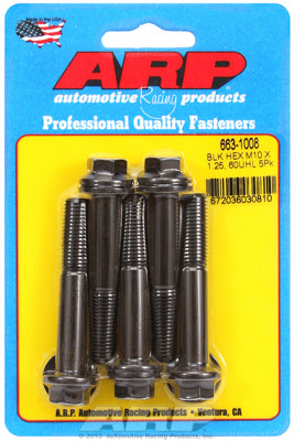 663-1008 | ARP M10 x 1.25 x 60 Hex Black Oxide Bolts (5/pkg)