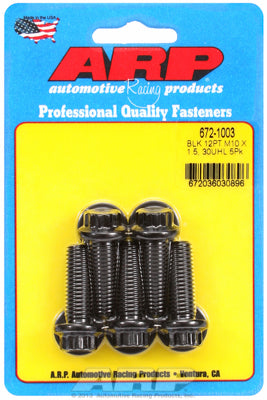 672-1003 | ARP M10 x 1.50 x 30 12pt Black Oxide Bolts (5/pkg)
