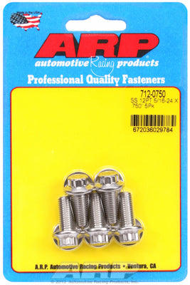 712-0750 | ARP 5/16-24 x .75" Length 12pt SS Bolts (5/pkg)