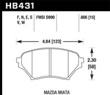 Hawk 01-05 Miata w/ Sport Suspension Blue 9012 Front Brake Pads D890 | HB431E.606