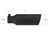 MBRP Universal Tip 4in O.D. Angled Rolled End 2.5in inlet 12in length Black