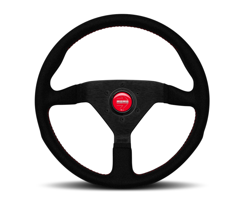 Momo Montecarlo Alcantara Steering Wheel 320mm Black/Red Stitch/Black Spokes