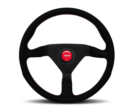 Momo Montecarlo Alcantara Steering Wheel 320mm Black/Red Stitch/Black Spokes