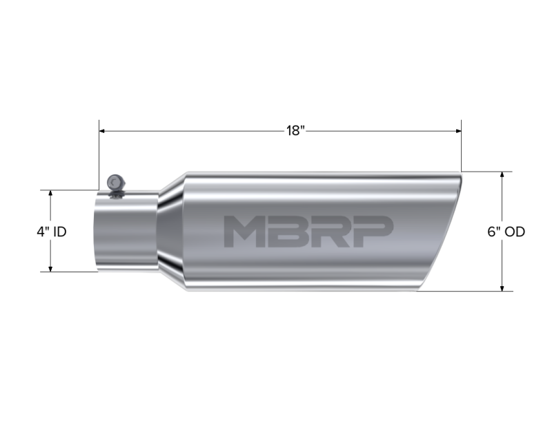 MBRP Universal Tip 6in OD Rolled End 4in Inlet 18in Length T304