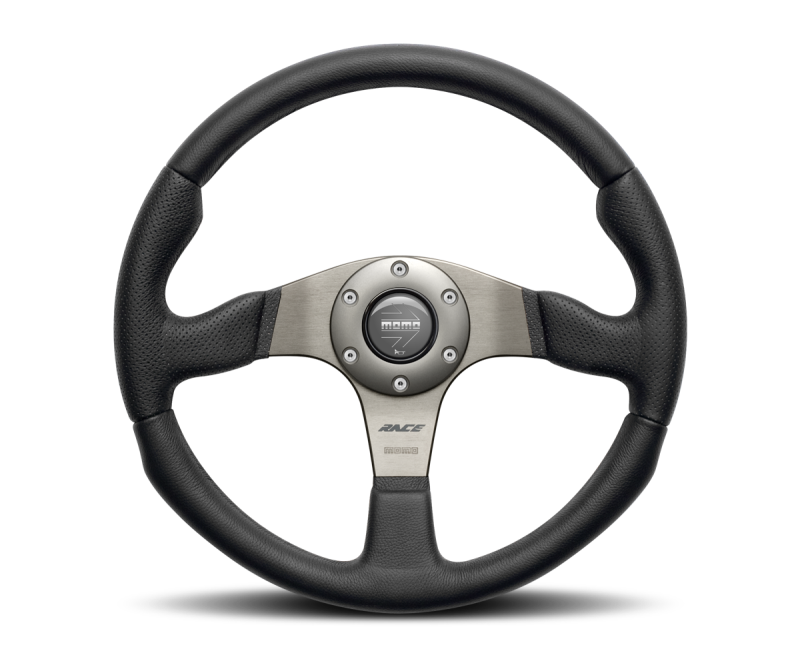 Momo Race Steering Wheel 320mm Black Leather/Anth Spokes