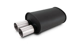 Vibrant Streetpower Flat Black Muffler 9.5x6.75x15in Body 2.5in In ID 3in Tip OD w/Dual Straight Tips