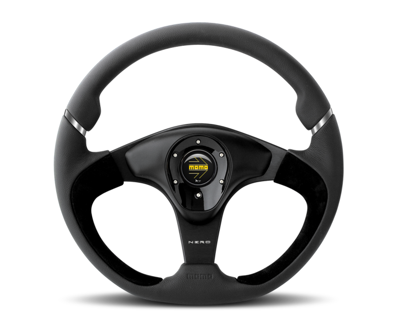 Momo Nero Steering Wheel 350mm Black Leather/Suede/Black Spokes