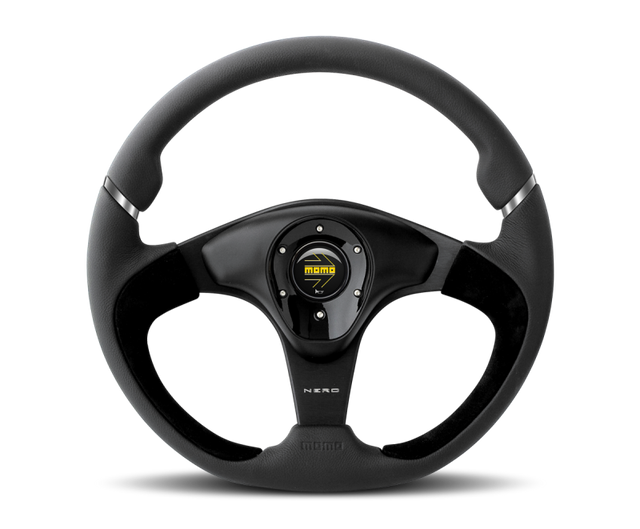 Momo Nero Steering Wheel 350mm Black Leather/Suede/Black Spokes