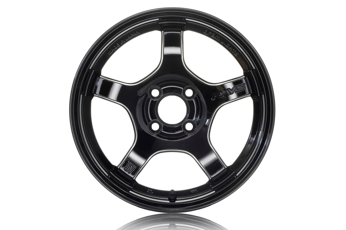 Gram Lights 57CR 15x8 +28 4x100 Glossy Black Wheel