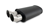 Vibrant Streetpower Flat Black Muffler 9x5x15in Body 2.5in Inlet ID 3in Tip OD w/Dual DTM Tips