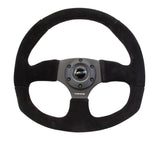 NRG Reinforced Steering Wheel (320mm Horizontal / 330mm Vertical) Black Suede w/Black Stitching