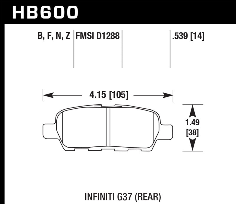 Hawk Performance Ceramic Rear Brake Pads | HB600Z.539