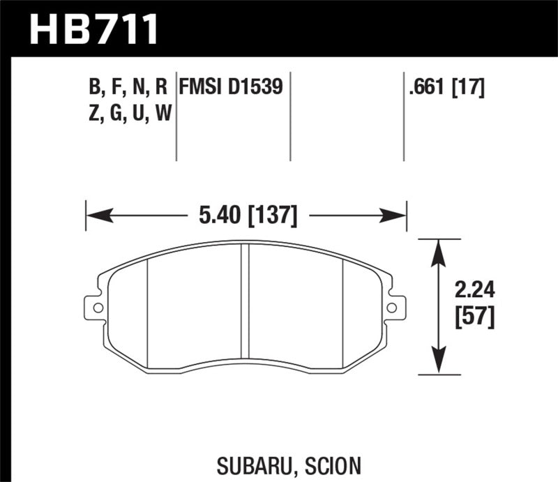 Hawk 13-16 Scion FR-S 2.0L Base OE Incl.Clips Shims Front ER-1 Brake Pads | HB711D.661