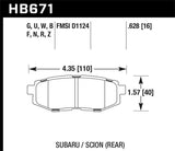 Hawk 13-16 Scion FR-S 2.0L Base OE Incl.Clips Shims Rear ER-1 Brake Pads | HB671D.628