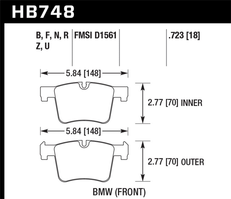 Hawk 13-14 BMW 328i/328i xDrive / 2014 428i/428i xDrive HP Plus Front Brake Pads | HB748N.723