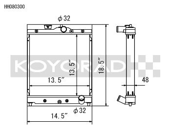 Koyo Honda 92-00 Civic/93-97 Del Sol 1.6L w/ 32mm Inlet/Outlet Pipes MT Radiator