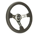 NRG Deep Dish Steering Wheel 350mm Black Leather w/Gunmetal Spokes