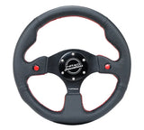 NRG Reinforced Steering Wheel (320mm) Black Leather w/Dual Buttons