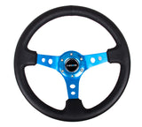 NRG Reinforced Steering Wheel 350mm Black Leather w/Blue Spokes