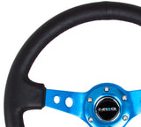 NRG Reinforced Steering Wheel 350mm Black Leather w/Blue Spokes