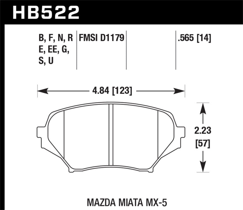 Hawk 06-10 Mazda Miata Mx-5 Base Blue 9012 Race Front Brake Pads | HB522E.565