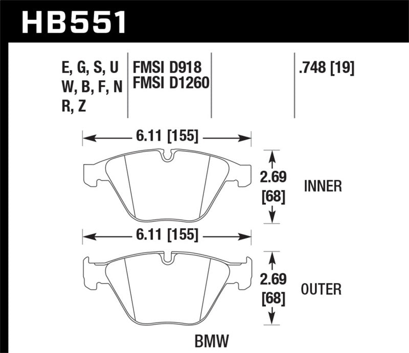 Hawk Performance Ceramic Street Front Brake Pads | HB551Z.748