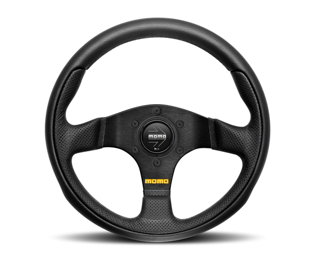 Momo Team Steering Wheel 300mm 4 Black Leather/Black Spokes