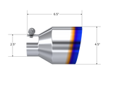 MBRP Universal Burnt SS Tip 2.5in ID / 4.5in OD Out / 6.5in Length Angle Cut Single Wall