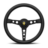 Momo Prototipo Steering Wheel 370mm Black Leather/White Stitch/Brushed Black Ano Spokes