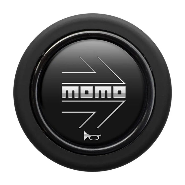 Momo Steering Wheel Horn Button Flat Lip - Matte Black/Chrome Logo