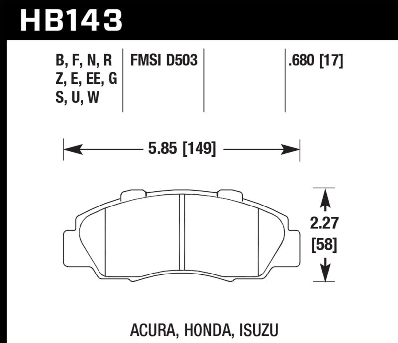 Hawk Performance Ceramic Street Front Brake Pads | HB143Z.680