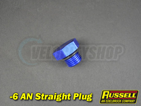Russell -6 AN Straight Thread Plug Blue 660270