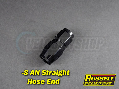 Russell -8 AN Straight Hose End Fitting Black
