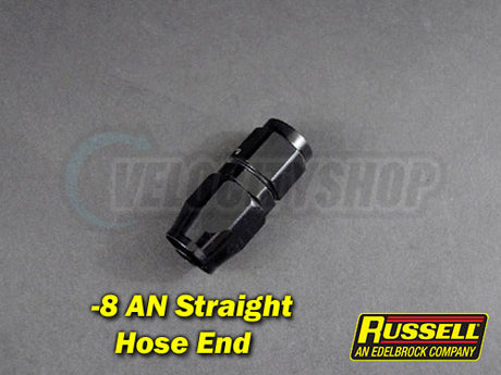 Russell -8 AN Straight Hose End Fitting Black