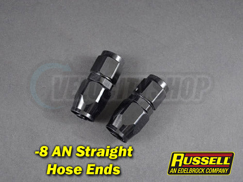 Russell -8 AN Straight Hose End Fittings Black (Pair)