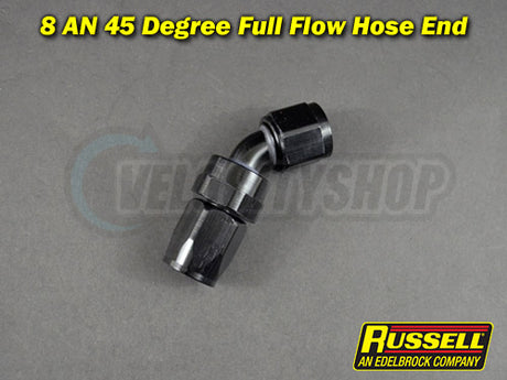 Russell -8 AN Full Flow 45 Degree Hose End Fitting Black