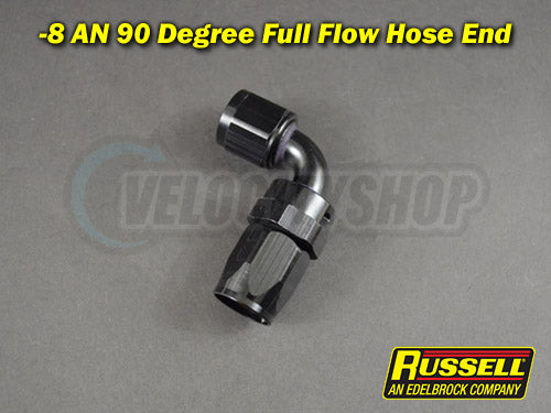 Russell -8 AN Full Flow 90 Degree Hose End Adapter Black