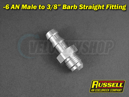 Russell -6 AN Male to 3/8 Barb Straight Fitting (Silver)