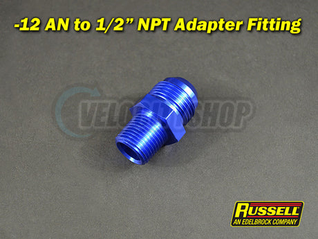 Russell -12 AN to 1/2 NPT Adapter Fitting Blue