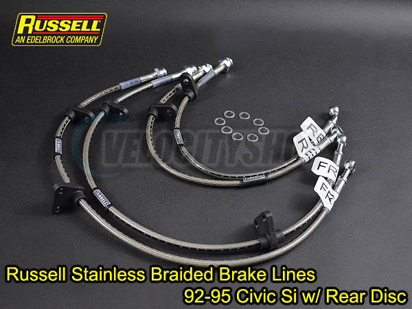 Russell Edelbrock Stainless Brake Lines 92-95 Civic Si w/ Rear Disc