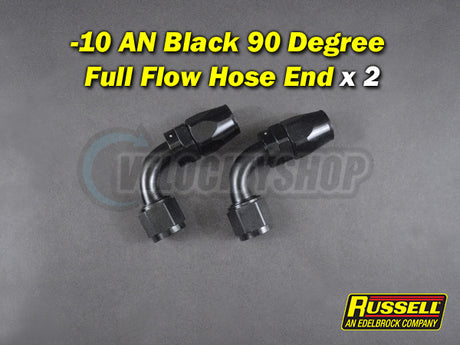 Russell -10 AN Full Flow 90 Degree Hose End Fittings Black (Pair)