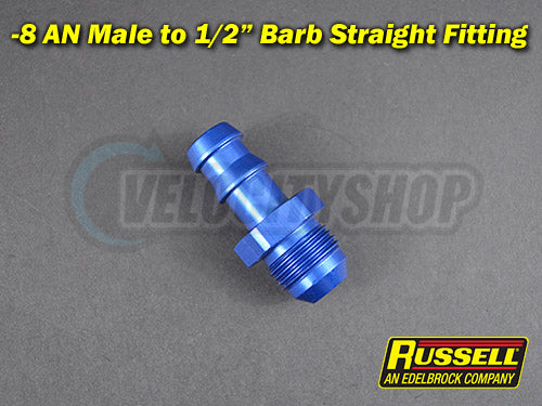 Russell -8 AN Male to 1/2 inch Barb Straight Fitting