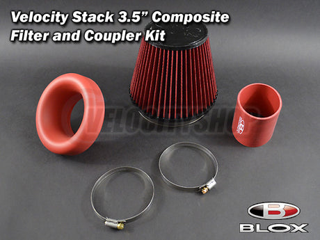 Blox Velocity Stack 3.5 Inch Composite w/ Air Filter and Silicone Coupler Red