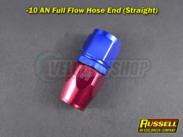 Russell -10 AN Hose End Straight Full Flow Fitting Red Blue