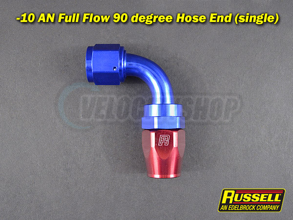 Russell 90 Degree Full Flow Hose End -10 AN 10AN Red Blue