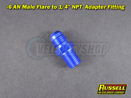 Russell -6 AN to 1/4 NPT Adapter Fitting (Blue)