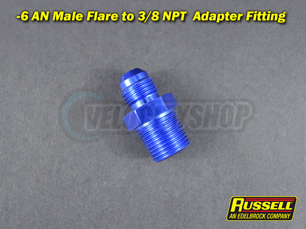 Russell -6 AN to 3/8 NPT Adapter Fitting (Blue)